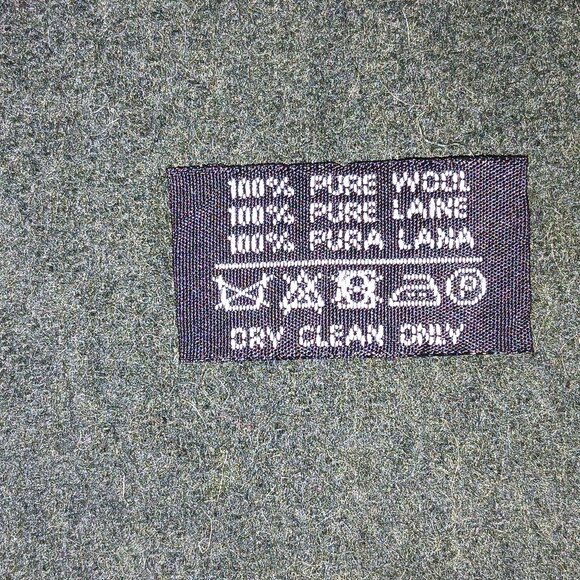 Yves Saint Laurent YSL Forest Green Embroidered Wool Fringed Scarf Pre-Owned - Picture 7 of 8